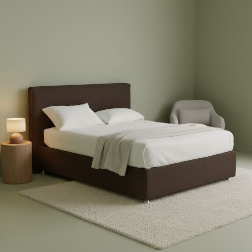 Letto Matrimoniale Marrone Sfoderabile Contenitore, Dimensione Materasso 160x190 cm - Fasanella