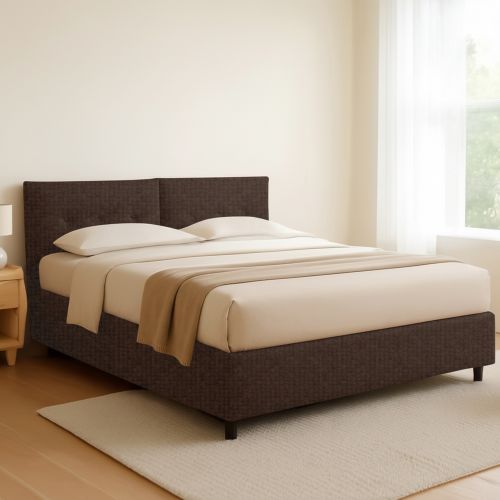 Letto Matrimoniale Marrone Sfoderabile Contenitore, Dimensione Materasso 160x190 cm - Levice