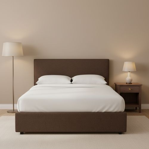 Letto Matrimoniale Marrone Sfoderabile Contenitore, Dimensione Materasso 160x190 cm - Lioni