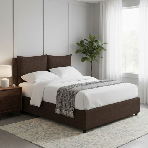 Letto Matrimoniale Marrone Sfoderabile Contenitore, Dimensione Materasso 160x190 cm - Riesi