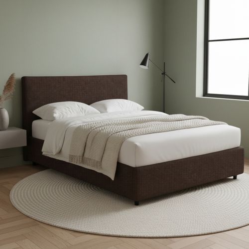 Letto Matrimoniale Marrone Sfoderabile Contenitore, Dimensione Materasso 160x190 cm - Soliera