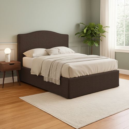Letto Matrimoniale Marrone Sfoderabile Contenitore, Dimensione Materasso 160x190 cm - Turania