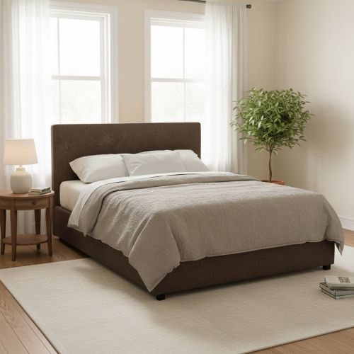 Letto Matrimoniale Marrone Sfoderabile Contenitore, Dimensione Materasso 160x200 cm - Frinco