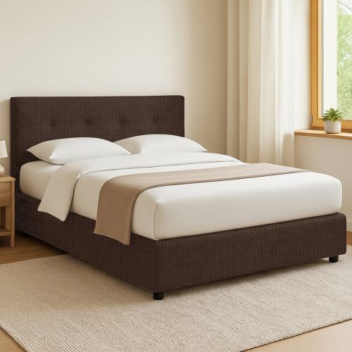 Letto Matrimoniale Marrone Sfoderabile Contenitore, Dimensione Materasso 160x200 cm - Melilli