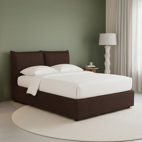 Letto Matrimoniale Marrone Sfoderabile Contenitore, Dimensione Materasso 160x200 cm - Orino
