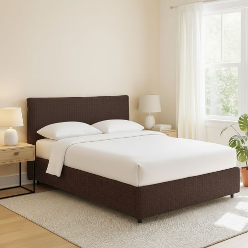 Letto Matrimoniale Marrone Sfoderabile Contenitore, Dimensione Materasso 160x200 cm - Peia