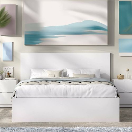 Letto matrimoniale moderno bianco 205x169cm compatto - Ignacio
