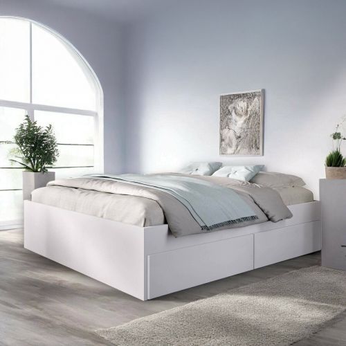 Letto matrimoniale moderno bianco 205x169cm robusto - Ferdie