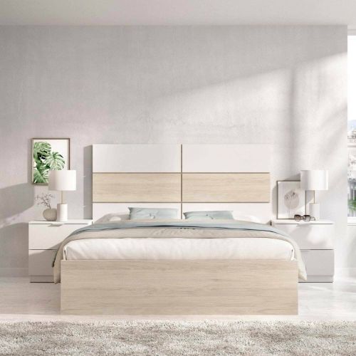 Letto matrimoniale moderno bianco e rovere 205x266cm - Alina