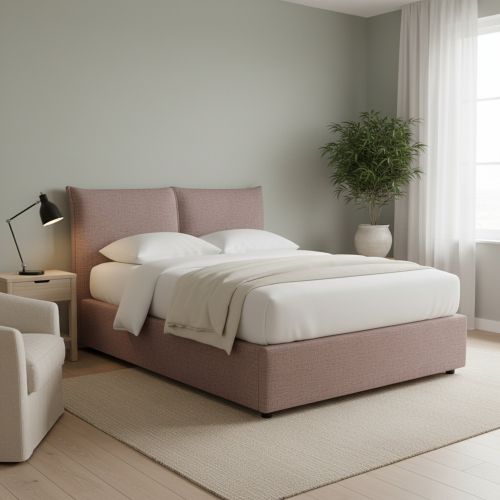 Letto Matrimoniale Rosa Antico Sfoderabile Contenitore, Dimensione Materasso 160x190 cm - Calcio