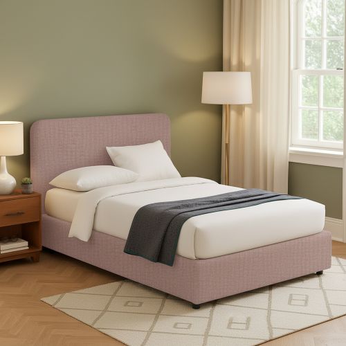 Letto Matrimoniale Rosa Antico Sfoderabile Contenitore, Dimensione Materasso 160x190 cm - Issime