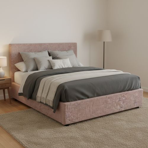 Letto Matrimoniale Rosa Antico Sfoderabile Contenitore, Dimensione Materasso 160x190 cm - Lioni