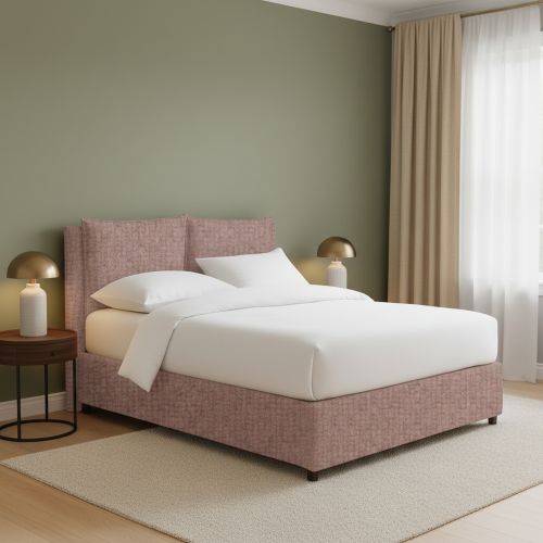 Letto Matrimoniale Rosa Antico Sfoderabile Contenitore, Dimensione Materasso 160x190 cm - Riesi