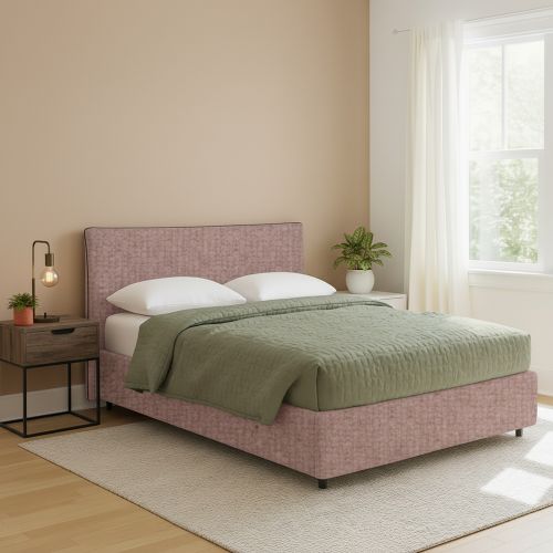 Letto Matrimoniale Rosa Antico Sfoderabile Contenitore, Dimensione Materasso 160x190 cm - Soliera