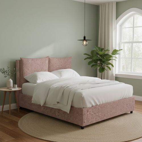 Letto Matrimoniale Rosa Antico Sfoderabile Contenitore, Dimensione Materasso 160x200 cm - Davoli