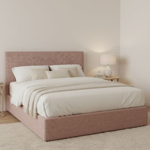 Letto Matrimoniale Rosa Antico Sfoderabile Contenitore, Dimensione Materasso 160x200 cm - Frinco