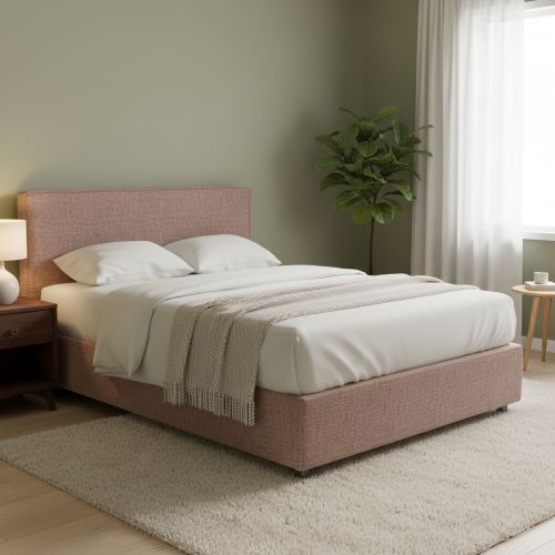 Letto Matrimoniale Rosa Antico Sfoderabile Contenitore, Dimensione Materasso 160x200 cm - Lenta