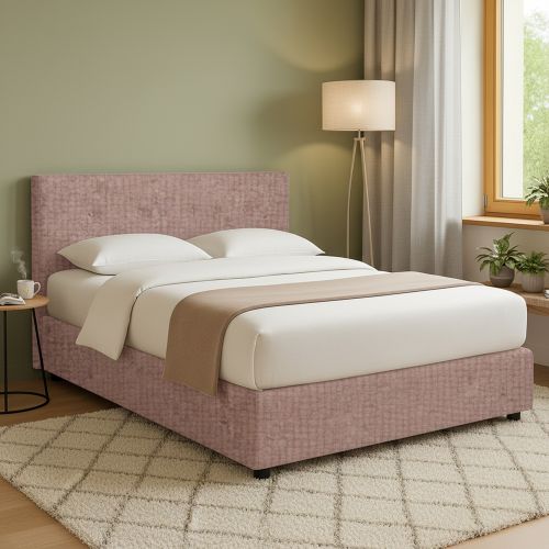 Letto Matrimoniale Rosa Antico Sfoderabile Contenitore, Dimensione Materasso 160x200 cm - Melilli