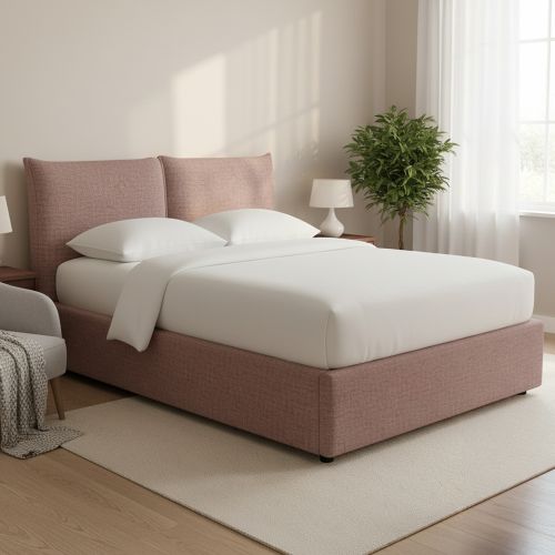 Letto Matrimoniale Rosa Antico Sfoderabile Contenitore, Dimensione Materasso 160x200 cm - Orino