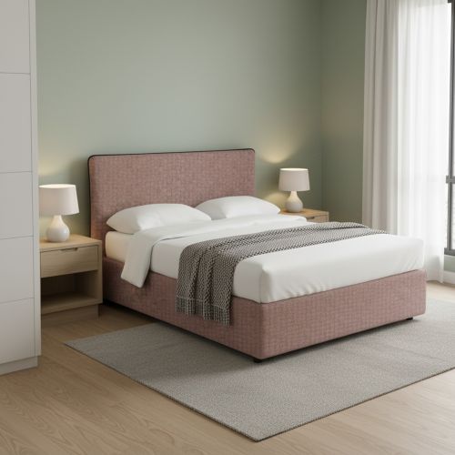 Letto Matrimoniale Rosa Antico Sfoderabile Contenitore, Dimensione Materasso 160x200 cm - Peia