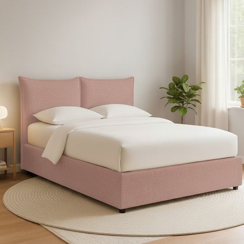 Letto Matrimoniale Rosa Sfoderabile Contenitore, Dimensione Materasso 160x190 cm - Calcio