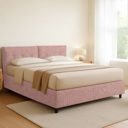 Letto Matrimoniale Rosa Sfoderabile Contenitore, Dimensione Materasso 160x190 cm - Levice