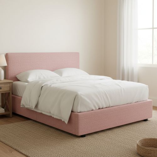 Letto Matrimoniale Rosa Sfoderabile Contenitore, Dimensione Materasso 160x190 cm - Lioni
