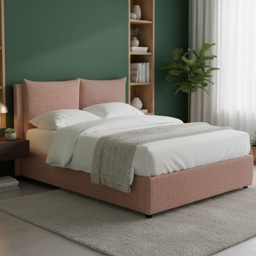 Letto Matrimoniale Rosa Sfoderabile Contenitore, Dimensione Materasso 160x200 cm - Davoli