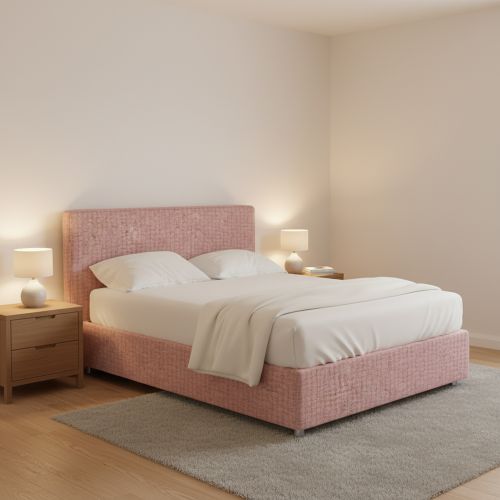 Letto Matrimoniale Rosa Sfoderabile Contenitore, Dimensione Materasso 160x200 cm - Lenta