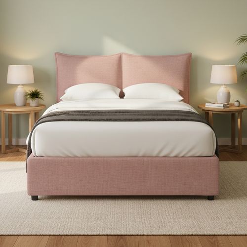 Letto Matrimoniale Rosa Sfoderabile Contenitore, Dimensione Materasso 160x200 cm - Orino