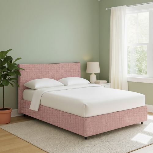 Letto Matrimoniale Rosa Sfoderabile Contenitore, Dimensione Materasso 160x200 cm - Peia
