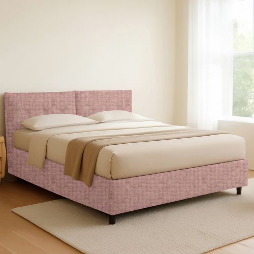 Letto Matrimoniale Rosa Sfoderabile Contenitore, Dimensione Materasso 160x200 cm - Rozzone