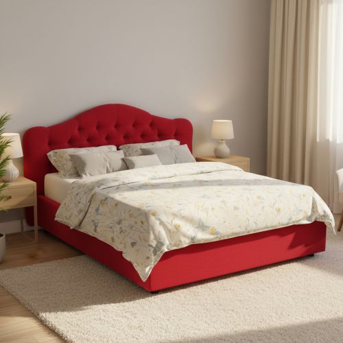 Letto Matrimoniale Rosso Materasso Incluso Sfoderabile, Contenitore Made in Italy - Alfer