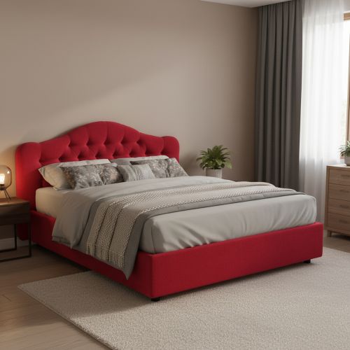 Letto Matrimoniale Rosso Materasso Incluso Sfoderabile, Contenitore Made in Italy - Allik