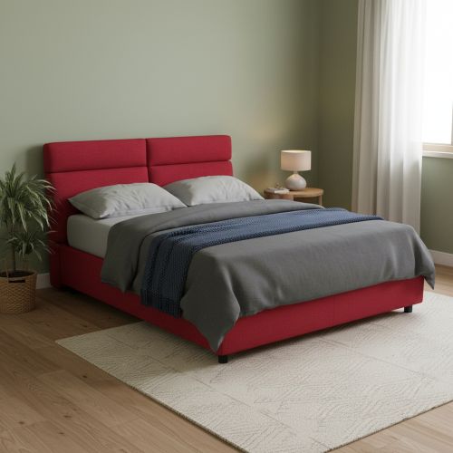 Letto Matrimoniale Rosso Materasso Incluso Sfoderabile, Contenitore Made in Italy - Annus