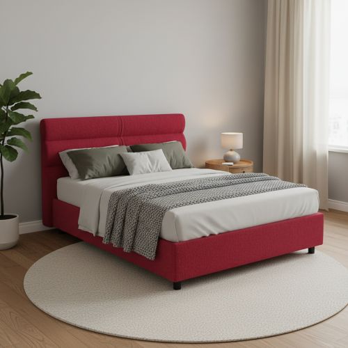 Letto Matrimoniale Rosso Materasso Incluso Sfoderabile, Contenitore Made in Italy - Bedero