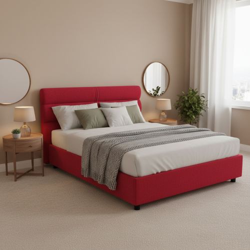 Letto Matrimoniale Rosso Materasso Incluso Sfoderabile, Contenitore Made in Italy - Briatico