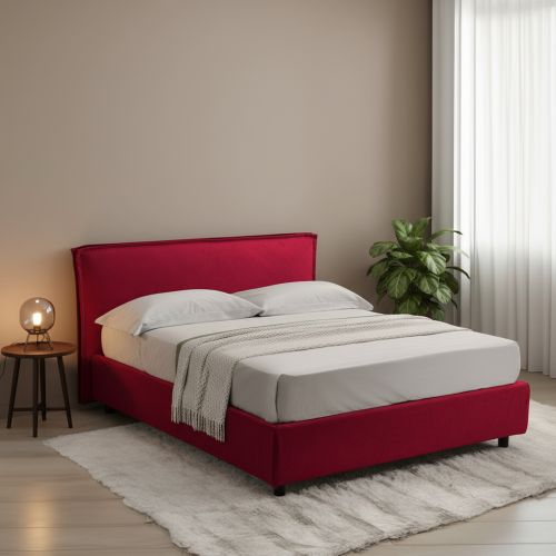 Letto Matrimoniale Rosso Materasso Incluso Sfoderabile, Contenitore Made in Italy - Brunate