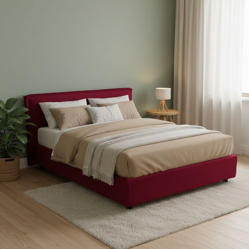 Letto Matrimoniale Rosso Materasso Incluso Sfoderabile, Contenitore Made in Italy - Bruzolo