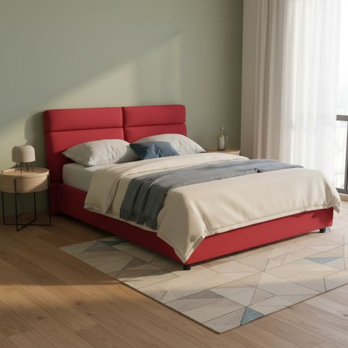 Letto Matrimoniale Rosso Sfoderabile Contenitore, Dimensione Materasso 160x190 cm Made in Italy - Alcatron