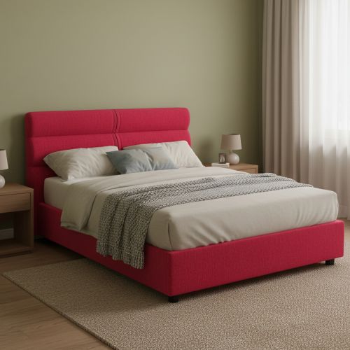 Letto Matrimoniale Rosso Sfoderabile Contenitore, Dimensione Materasso 160x190 cm Made in Italy - Brienno