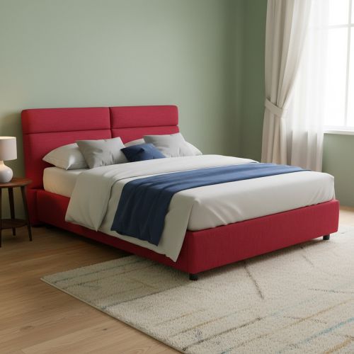 Letto Matrimoniale Rosso Sfoderabile Contenitore, Dimensione Materasso 160x200 cm Made in Italy - Ator