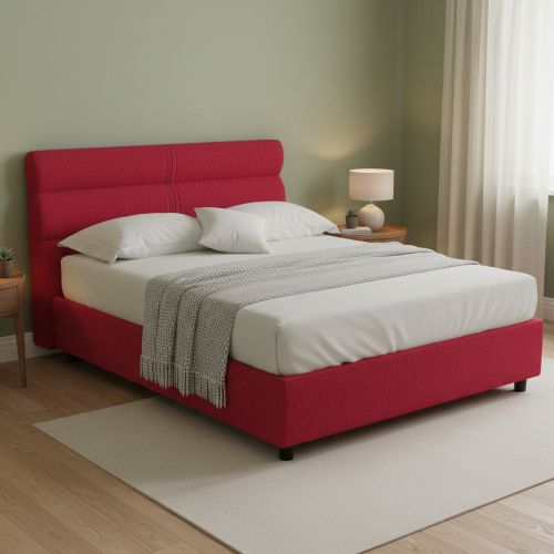 Letto Matrimoniale Rosso Sfoderabile Contenitore, Dimensione Materasso 160x200 cm Made in Italy - Briaglia