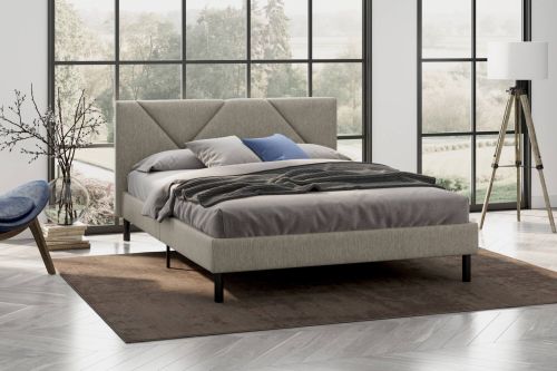 Letto matrimoniale Tirino, Sommier per camera da letto, Giroletto per stanza, Struttura porta materasso, Adatto a materasso Cm 160x200, Tortora