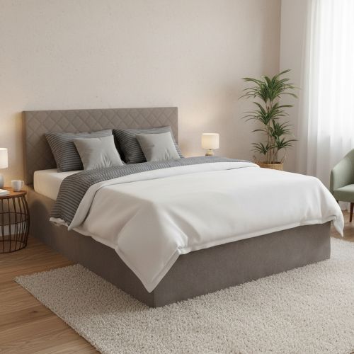 Letto matrimoniale tortora 5x170cm con materasso - Delinda
