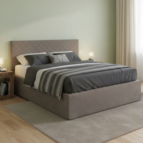 Letto matrimoniale tortora 5x170cm imbottito - Alfredo