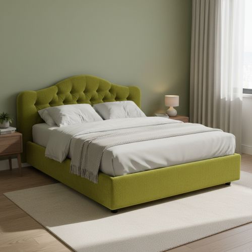 Letto Matrimoniale Verde Materasso Incluso Sfoderabile, Contenitore Made in Italy - Alfer