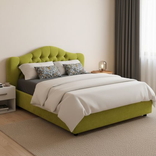 Letto Matrimoniale Verde Materasso Incluso Sfoderabile, Contenitore Made in Italy - Allik