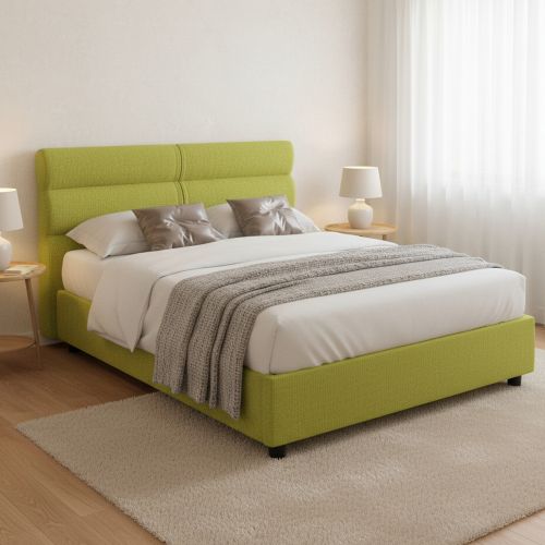 Letto Matrimoniale Verde Materasso Incluso Sfoderabile, Contenitore Made in Italy - Bedero