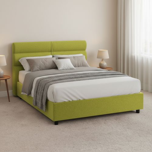 Letto Matrimoniale Verde Materasso Incluso Sfoderabile, Contenitore Made in Italy - Briatico